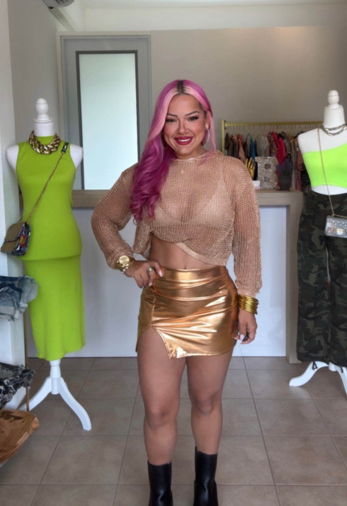 Copper Metallic Skirt