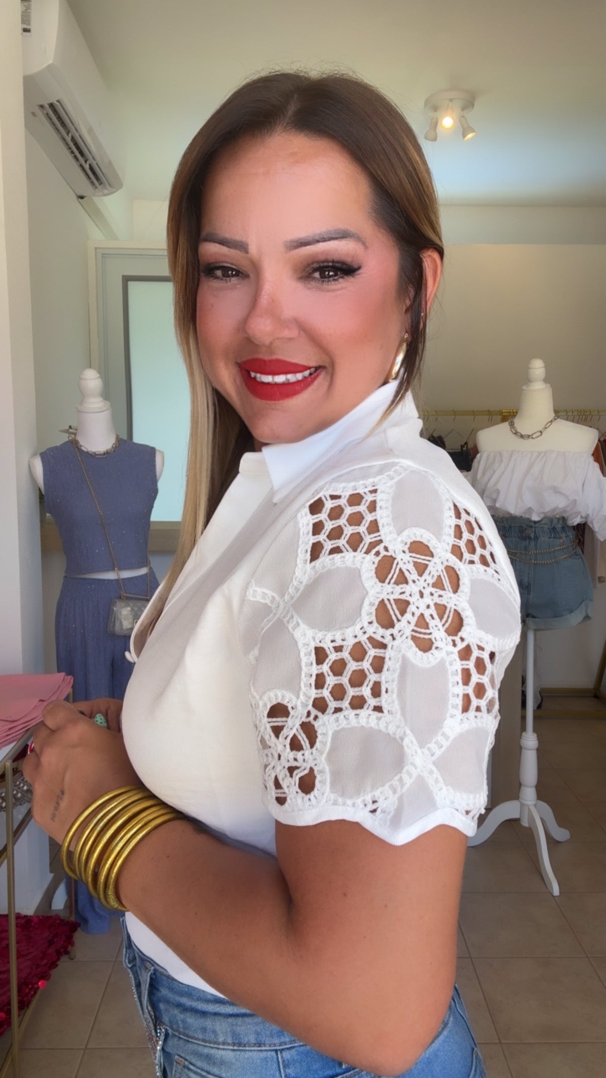 White Pattern Blouse