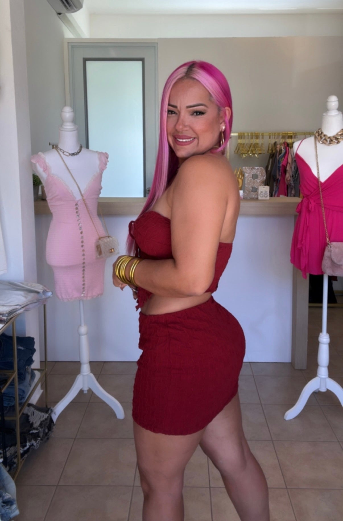 Burgundy Skirt Set