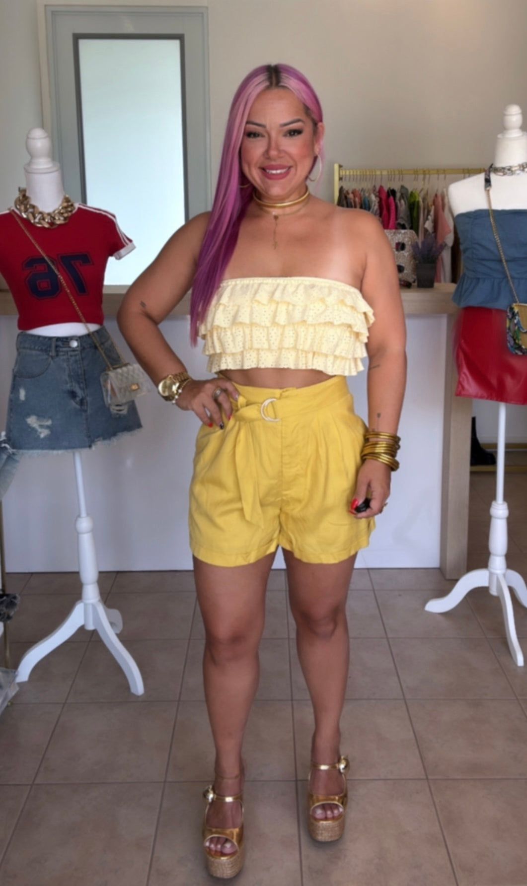 Yellow High Waist Short