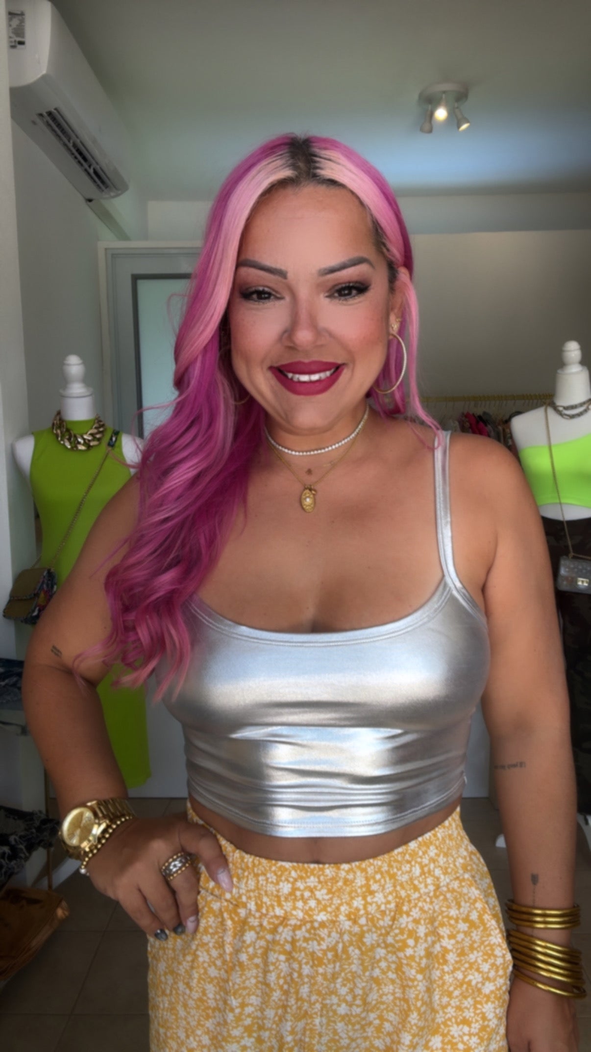 Silver Crop Top