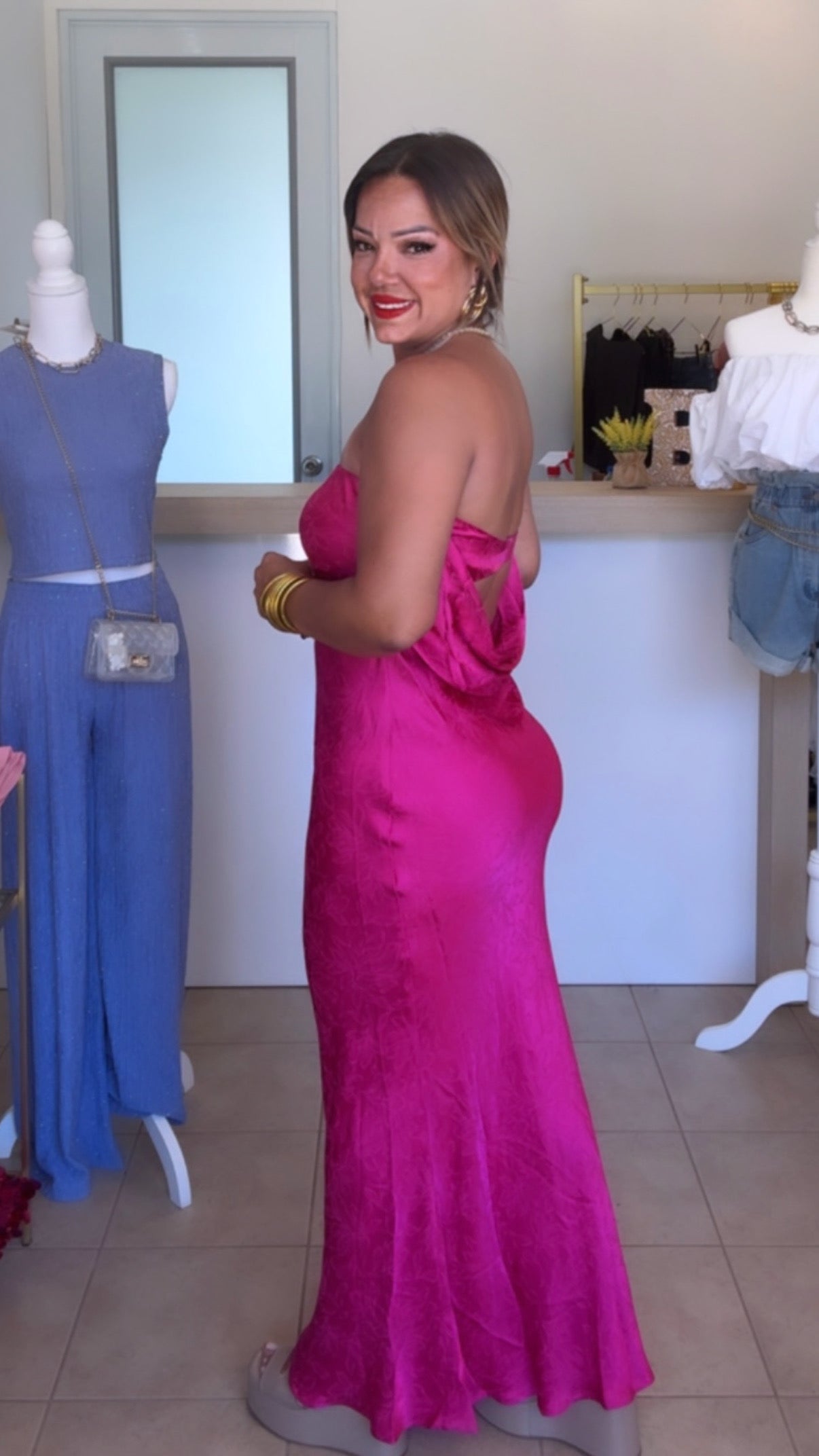 Strapless Fucsia Maxi