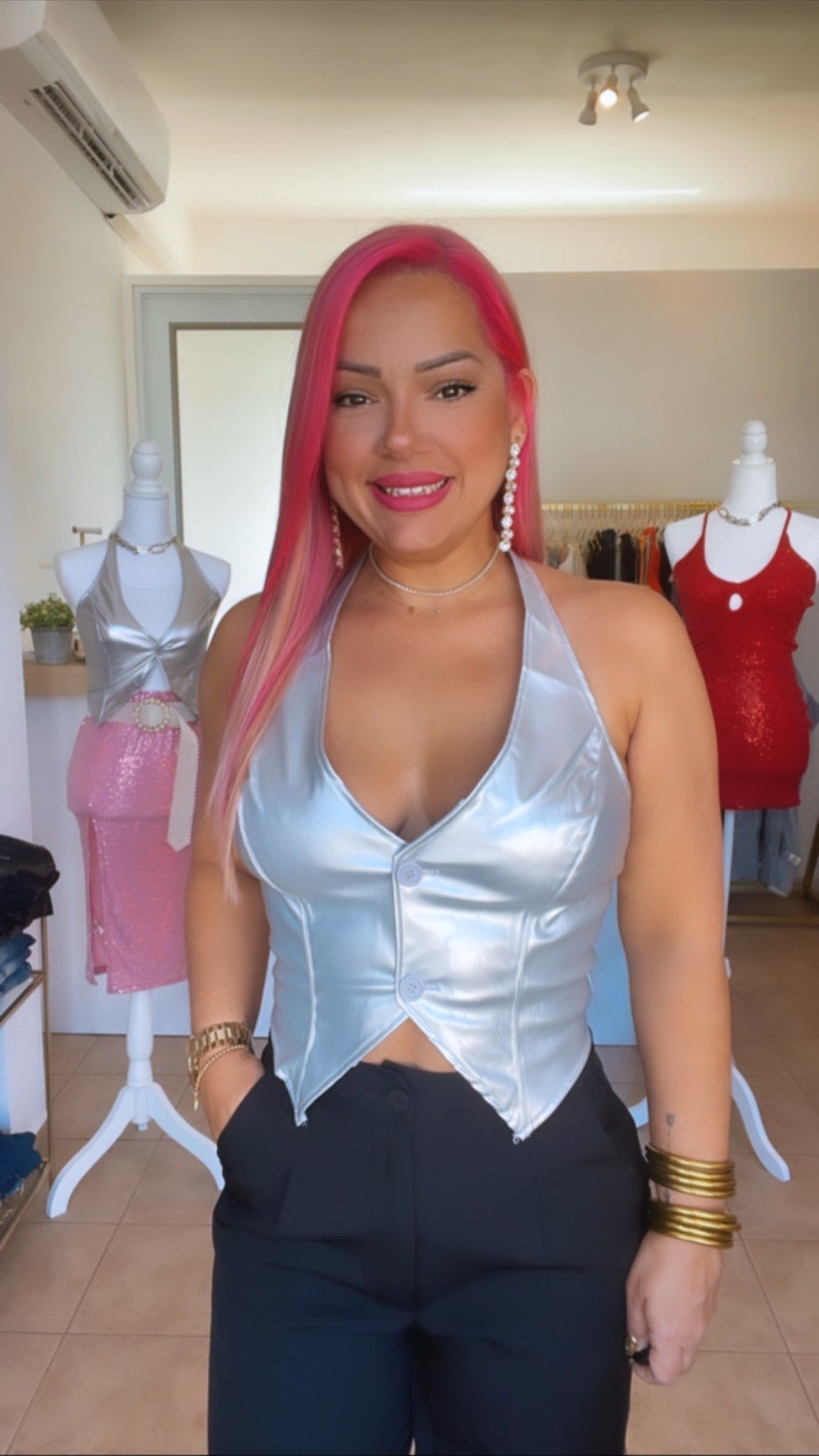 Silver Halter Vest