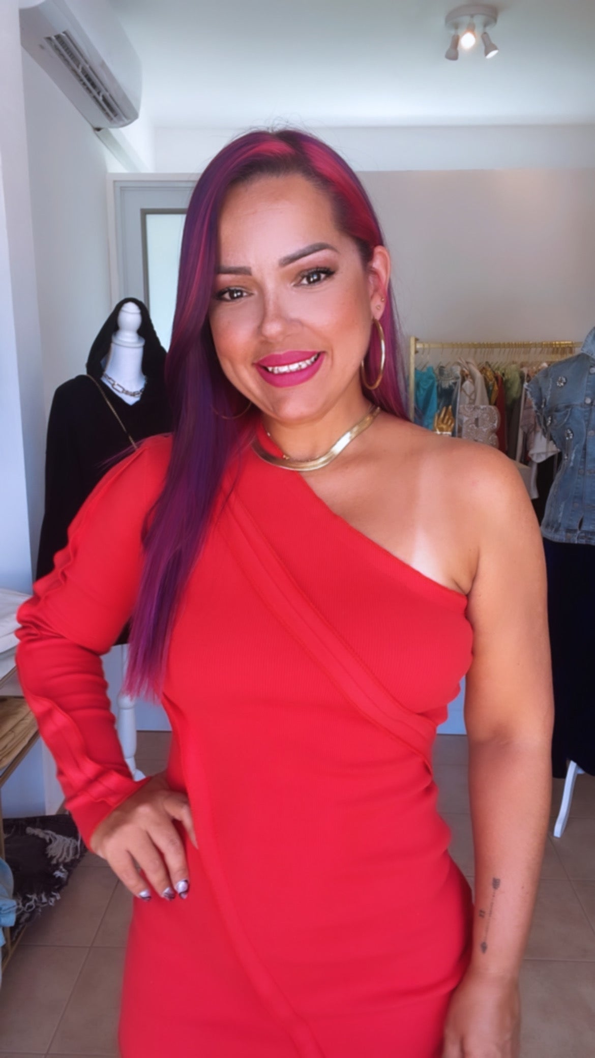 Red Asymmetric Dress