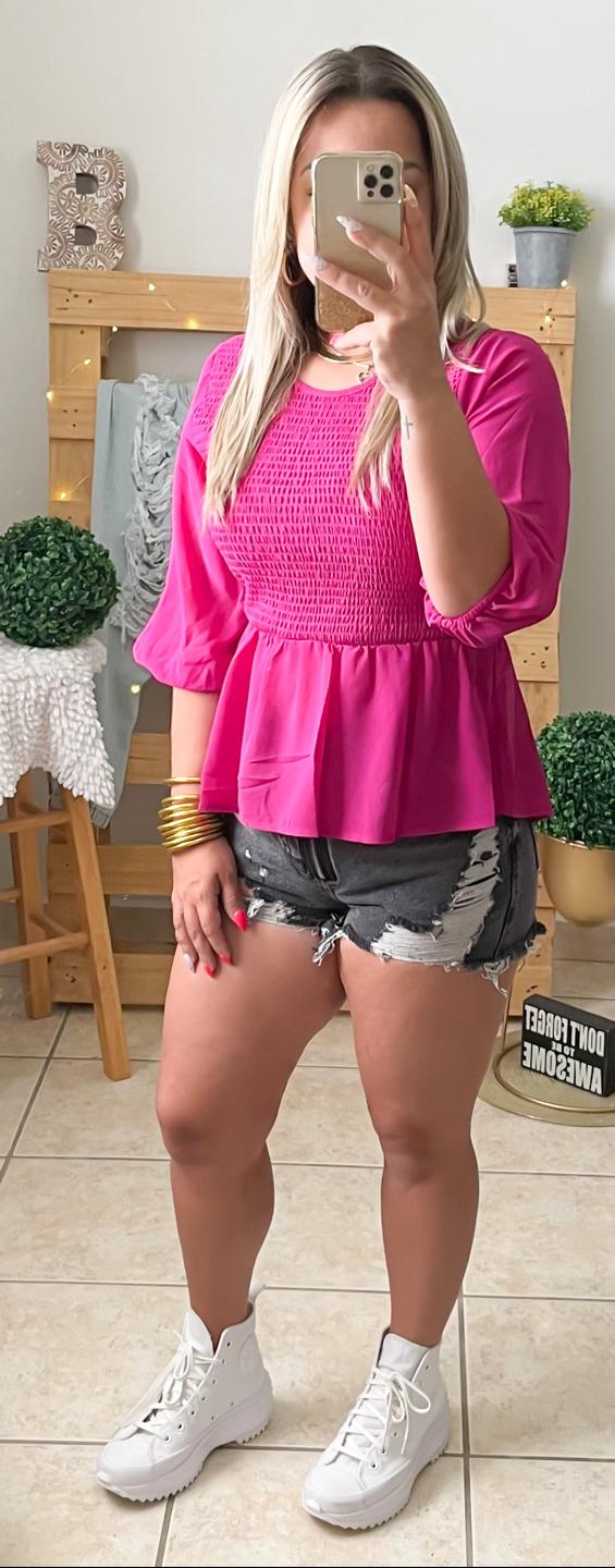 Magenta Peplum Top