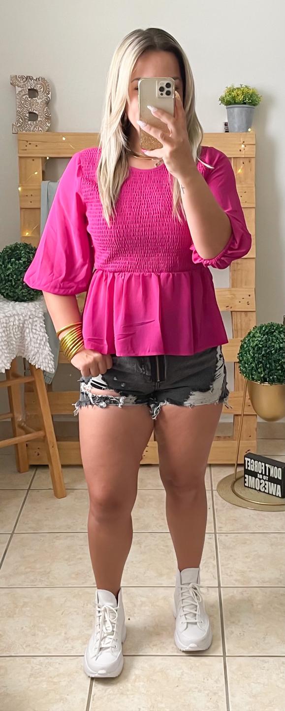 Magenta Peplum Top