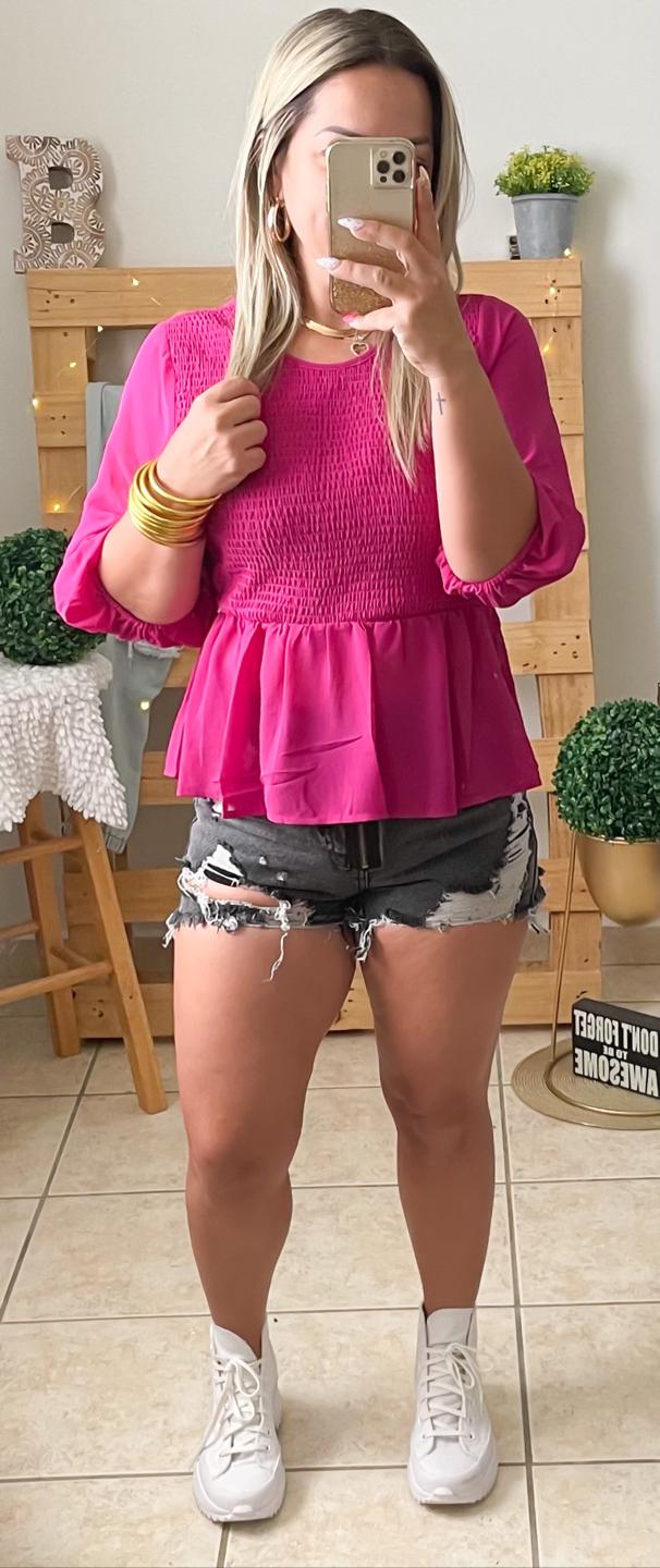 Magenta Peplum Top
