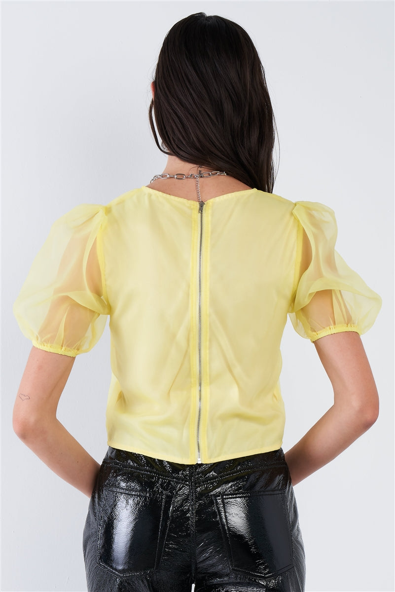 Sheer Puff Sleeve Top