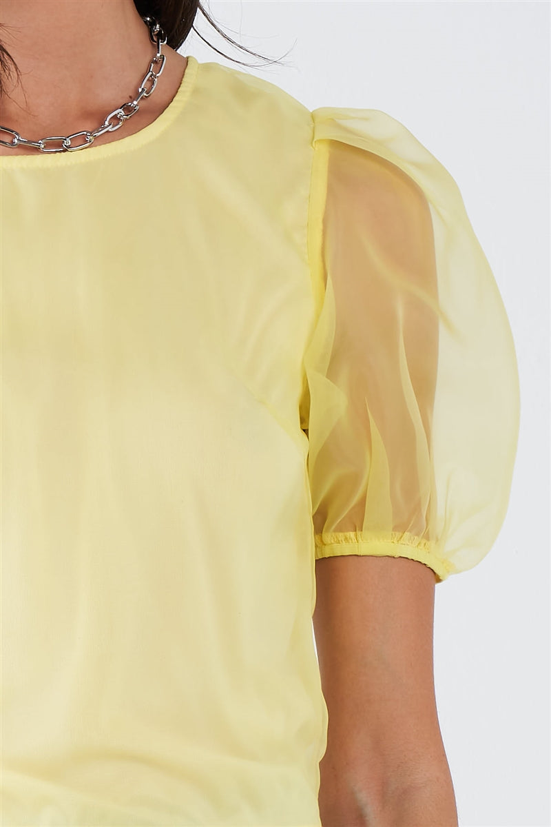 Sheer Puff Sleeve Top