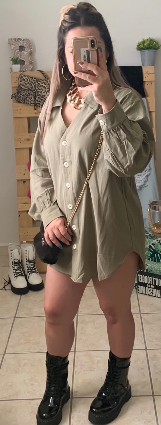 Olive Shirt Dress