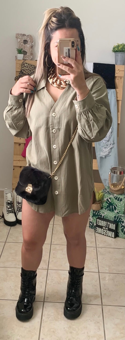 Olive Shirt Dress