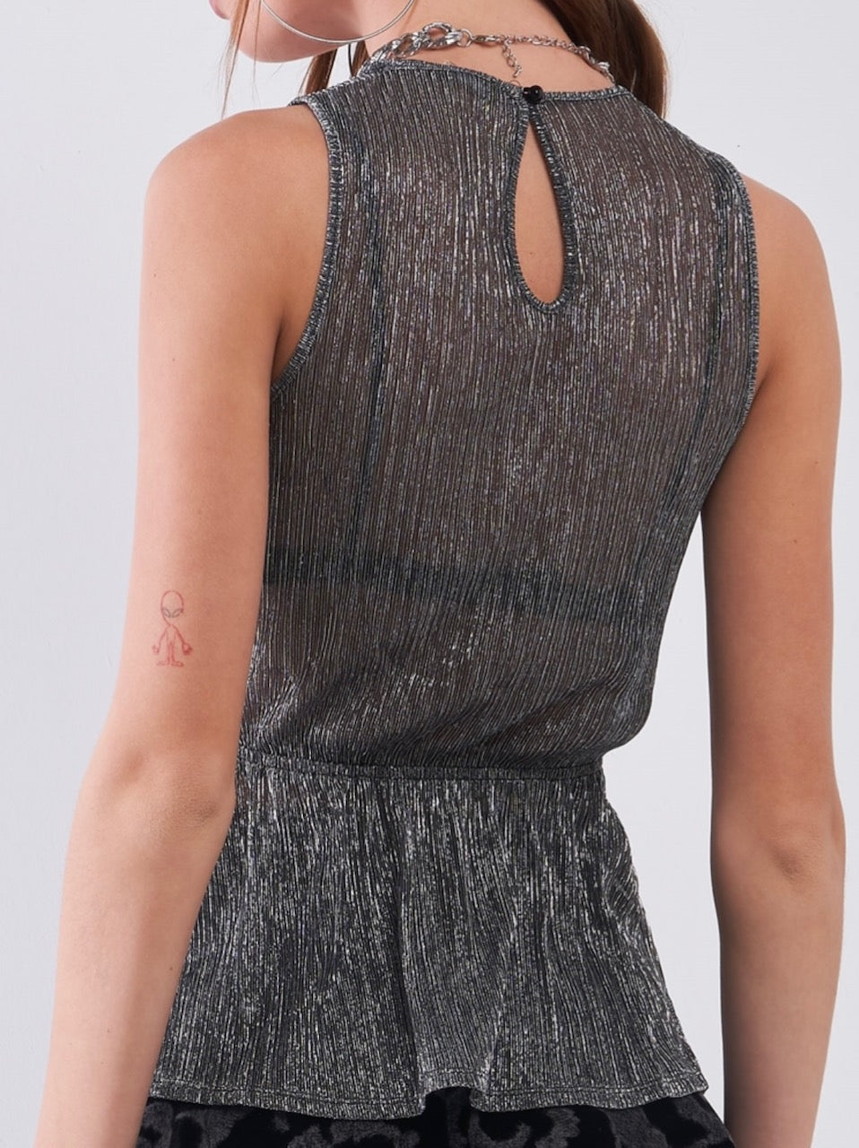 Silver Peplum Top