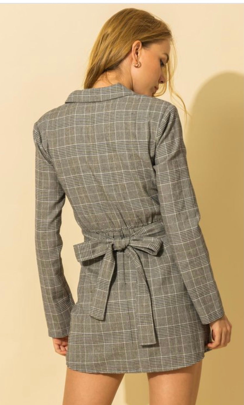 Plaid Long Sleeve Mini Dress