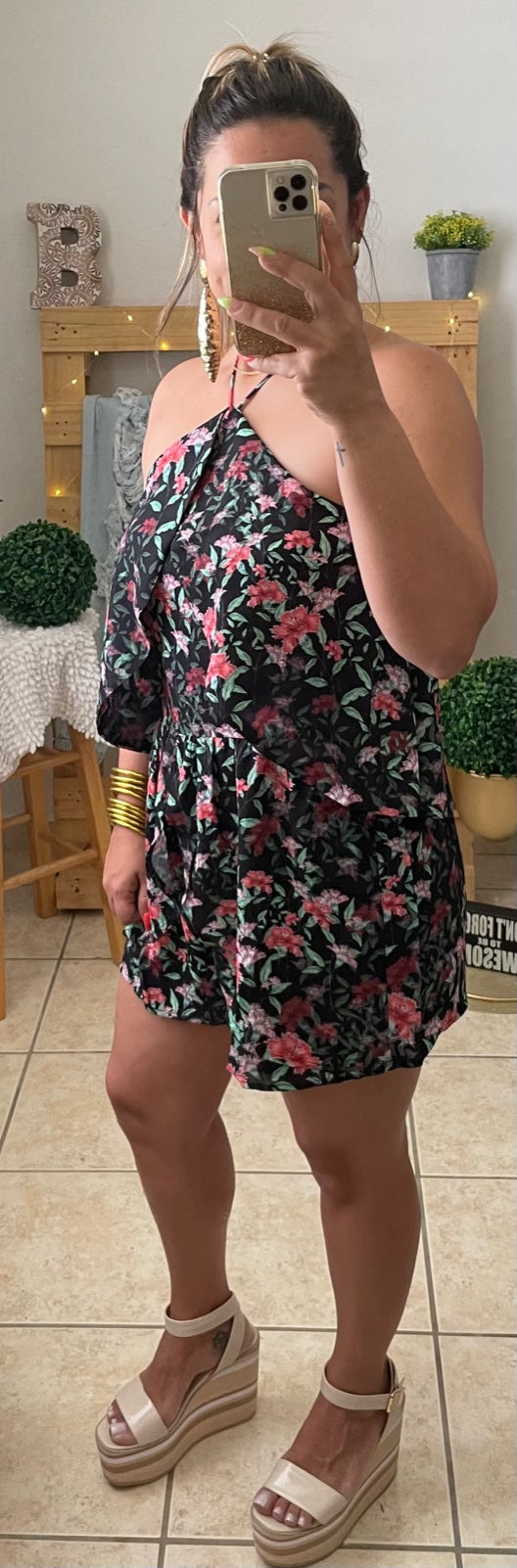 Black Floral Romper