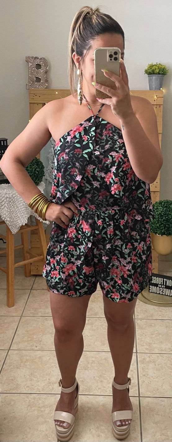 Black Floral Romper