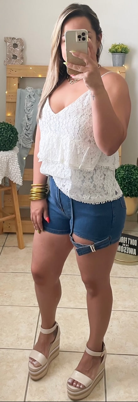 White Crochet Top
