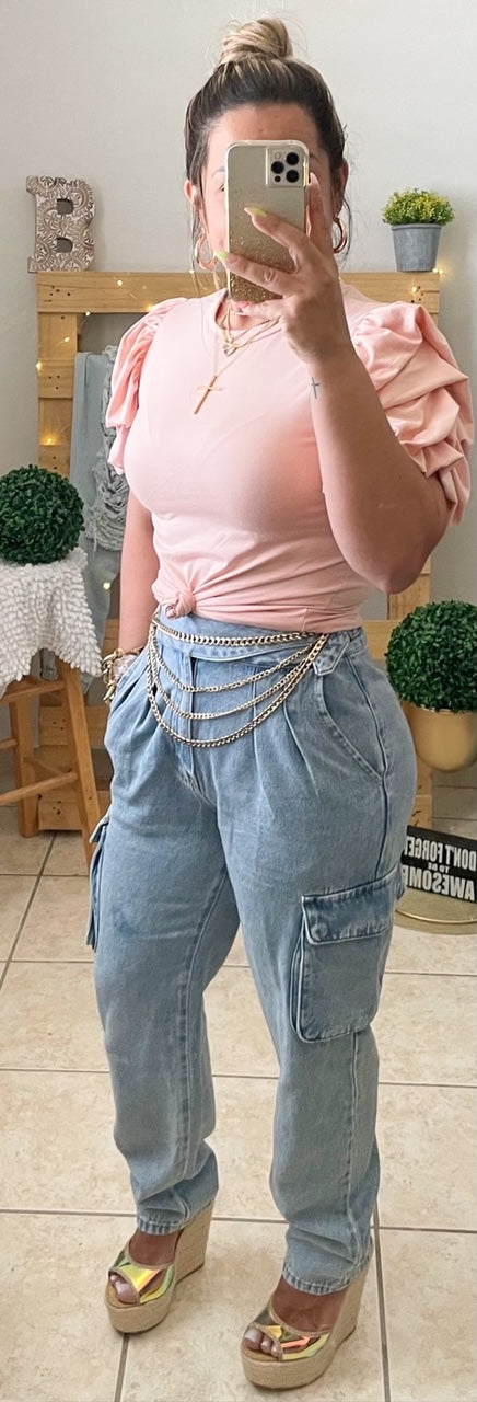 Peach Bubble Top