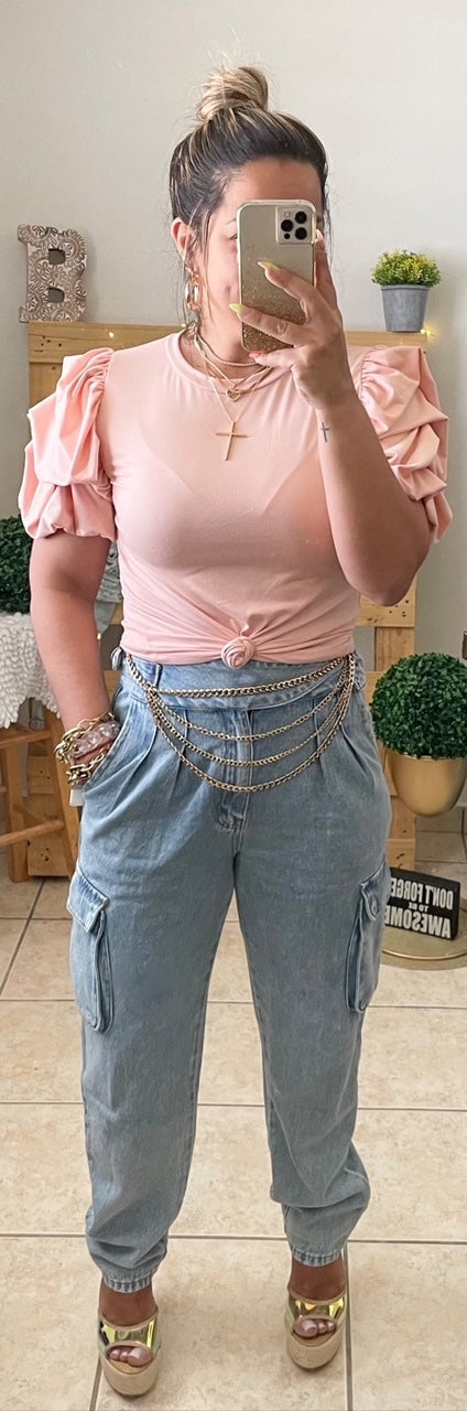Peach Bubble Top