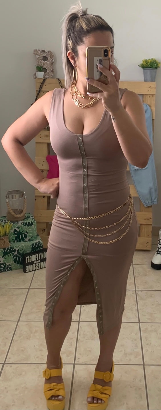 Khaki Midi Dress