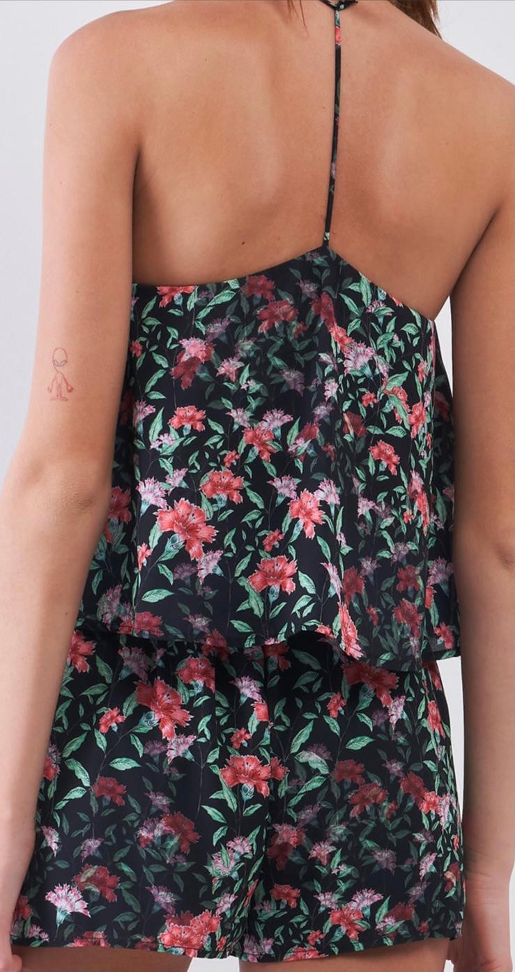 Black Floral Romper
