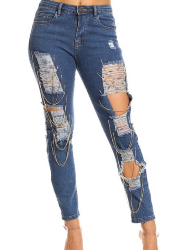 Chains Ripped Jeans