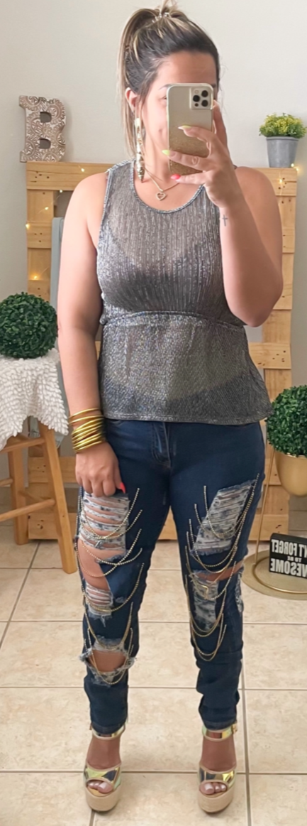 Chains Ripped Jeans