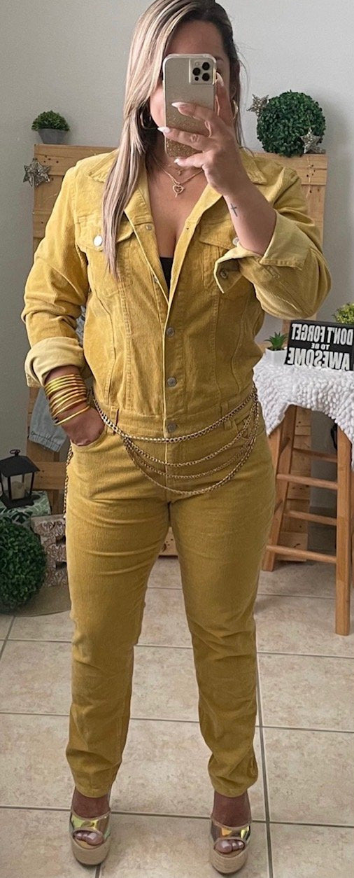 Yellow Corduroy Jumpsuit