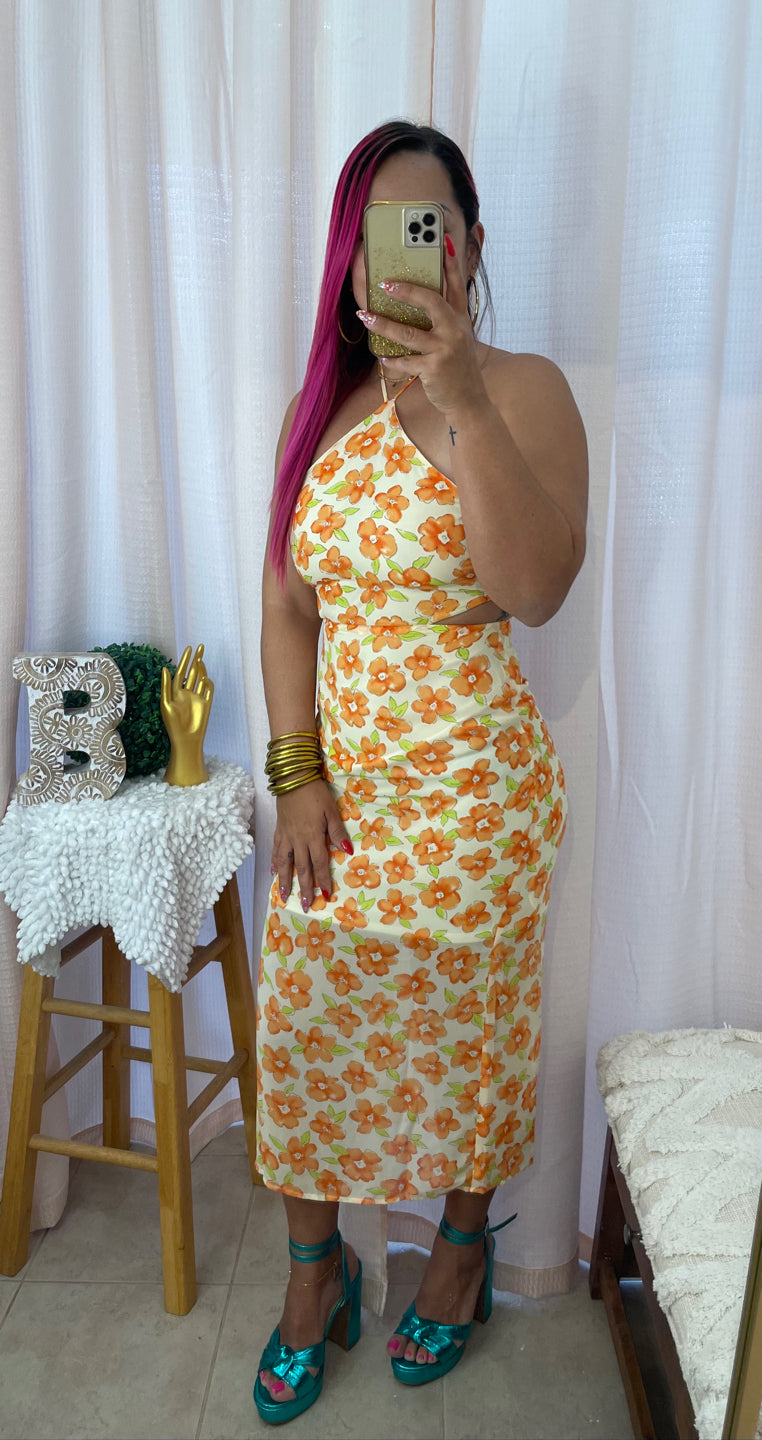 Floral Halter Midi Dress