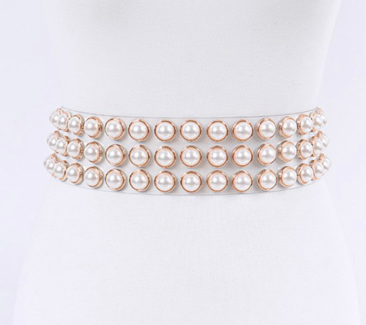 Clear Gold Pearl Belt