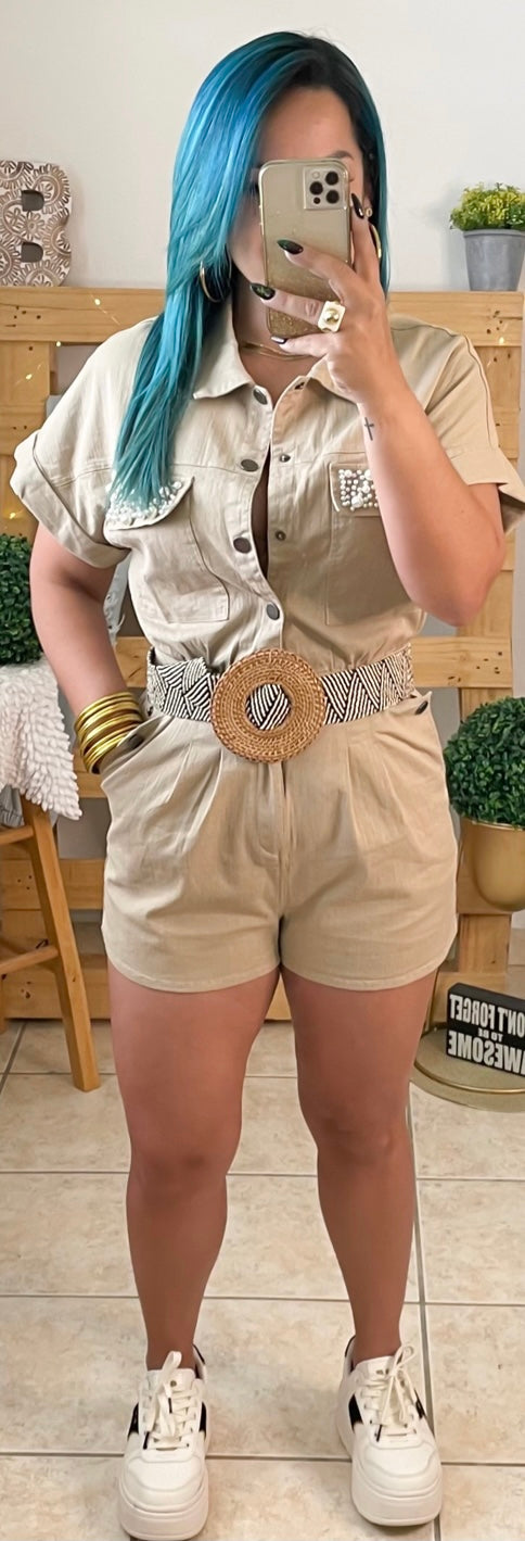 Taupe Pearl Romper