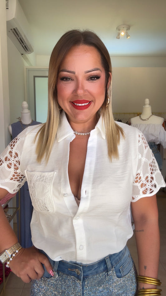 White Pattern Blouse