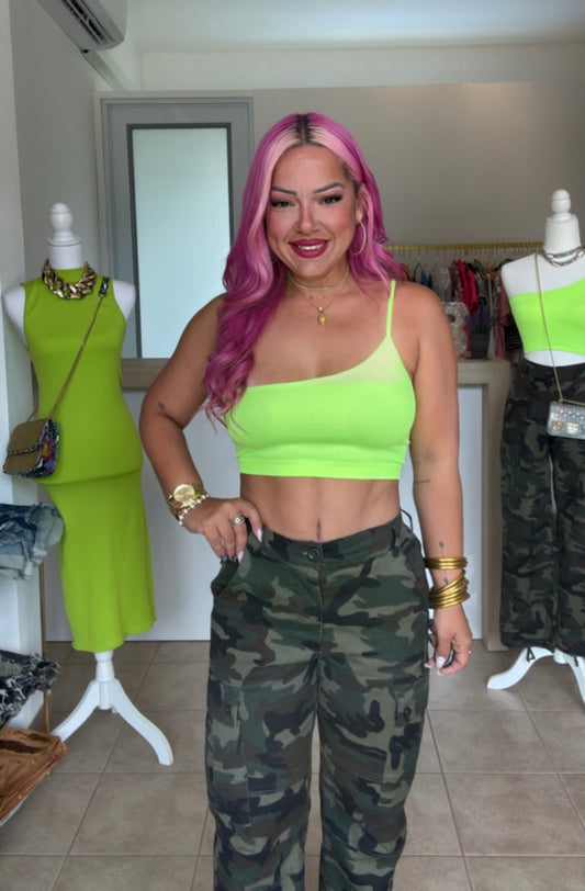 Neon One Shoulder Top