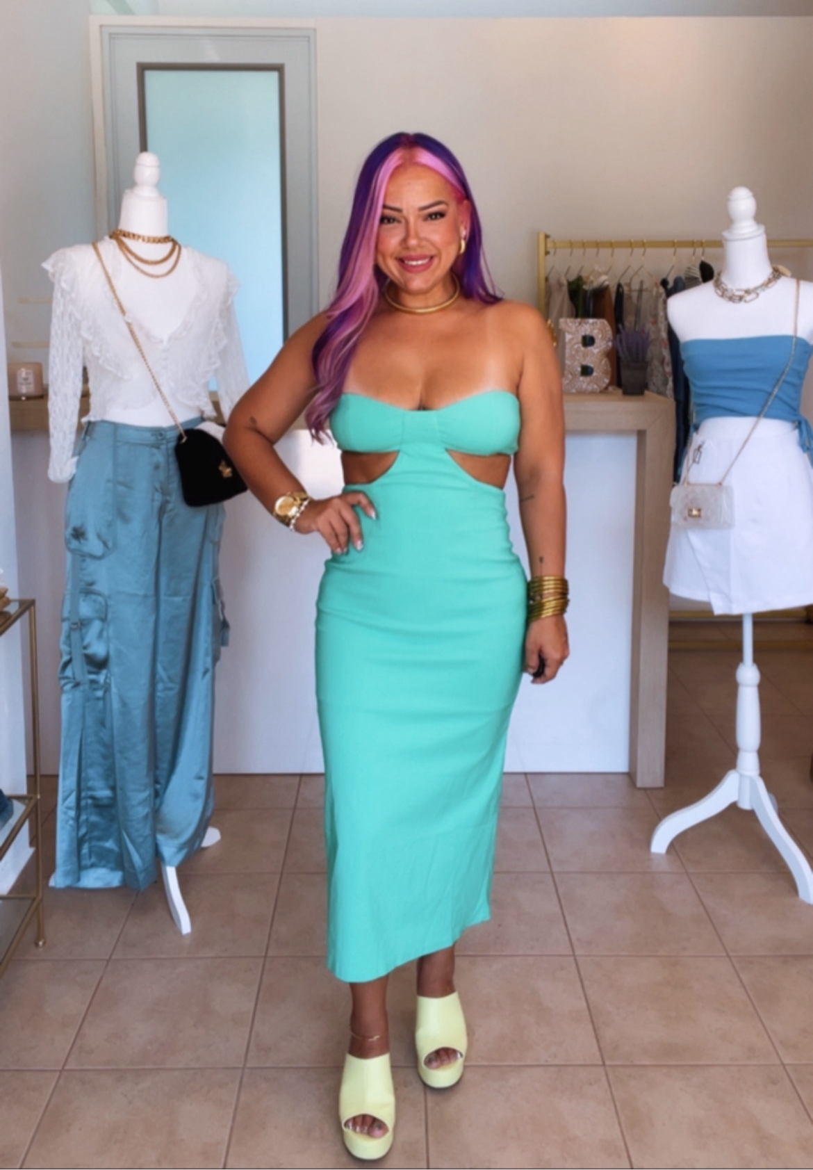 Mint Strapless Midi