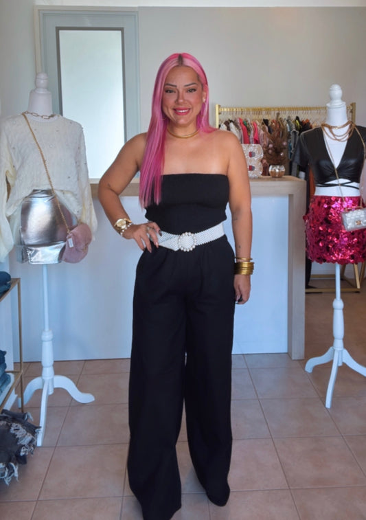 Black Strapless Jumpsuit