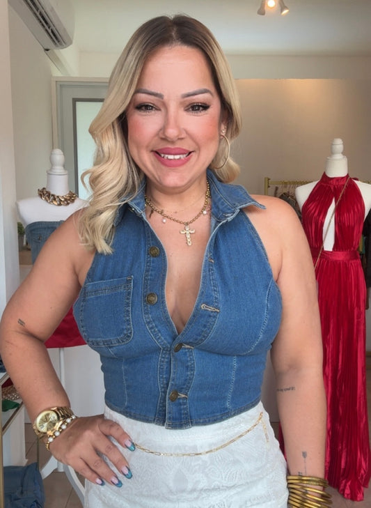 Denim Halter Top