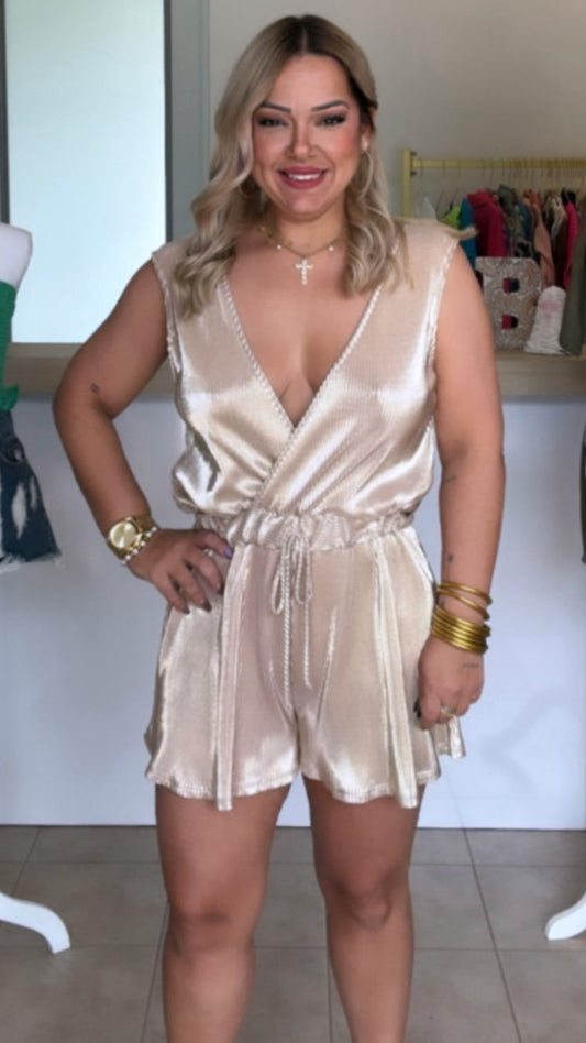 Gold Plisse Romper