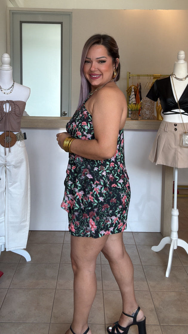 Black Floral Romper