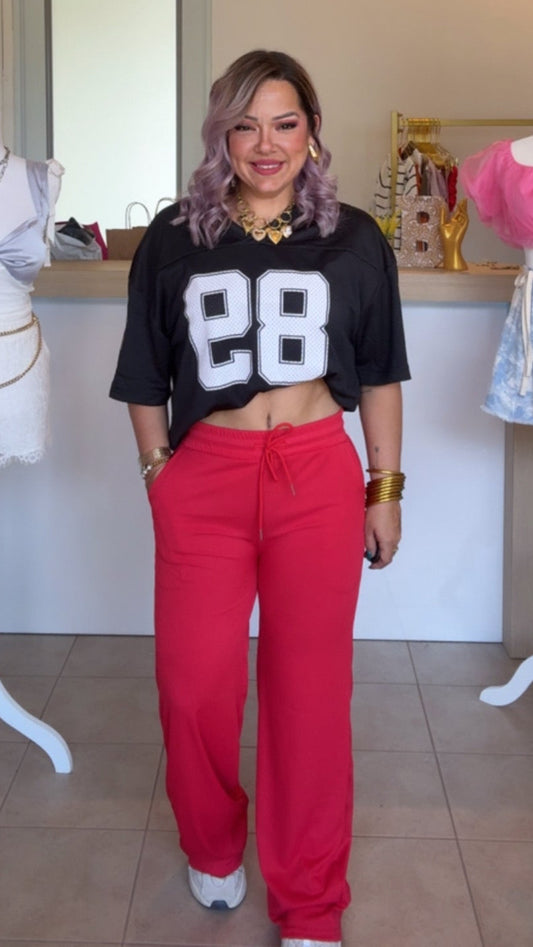 Red Wide Leg Pants