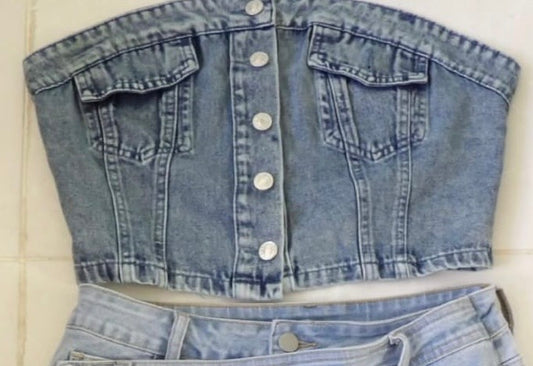 Buttons Denim Crop