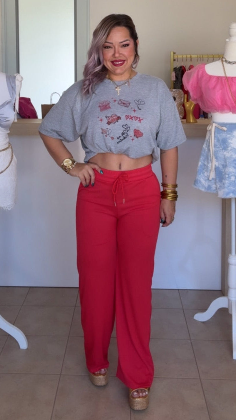 Red Wide Leg Pants