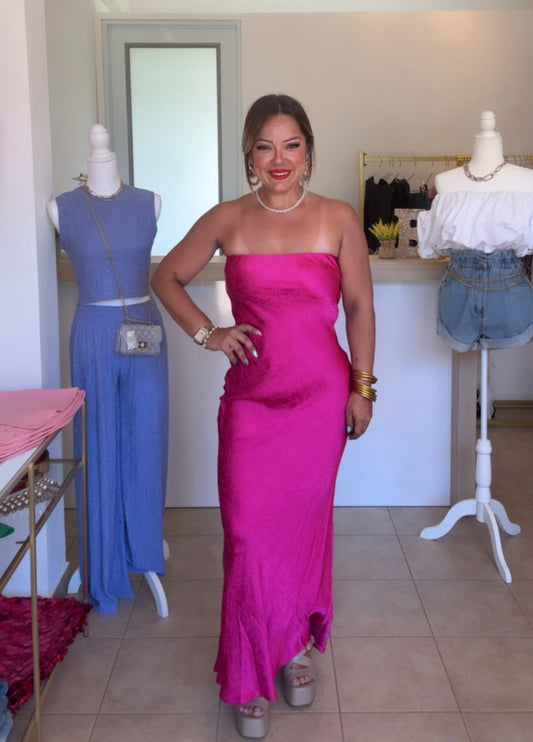 Strapless Fucsia Maxi