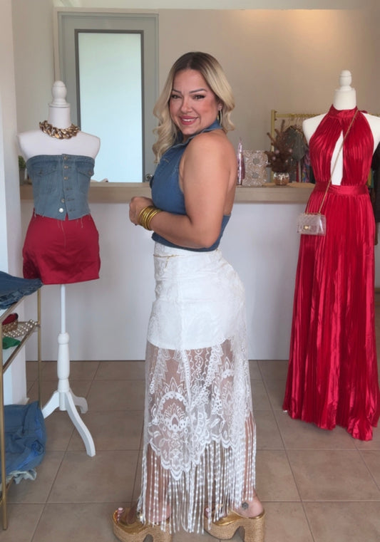 White Lace Maxi Skirt