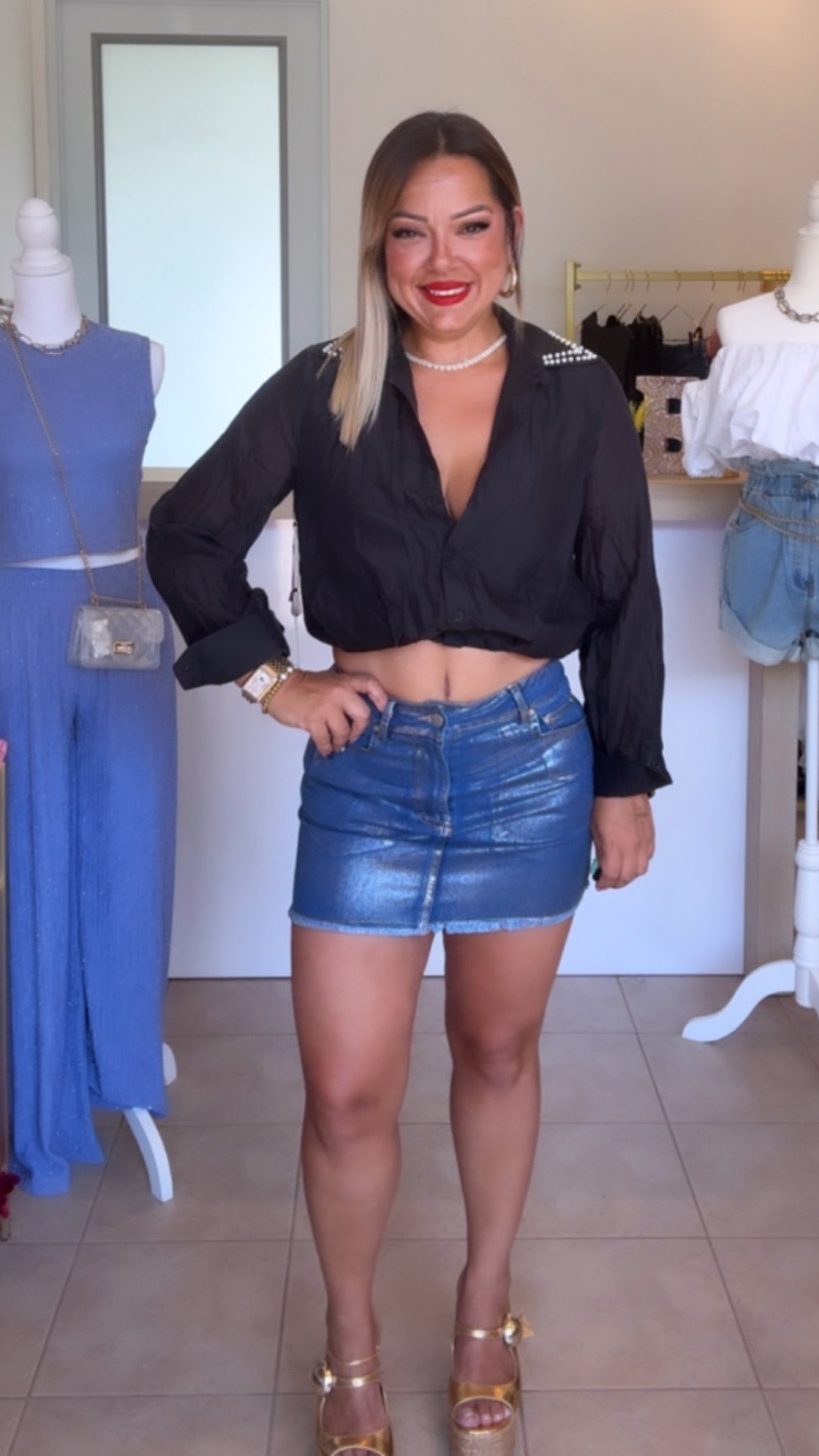 Denim/Silver Skirt