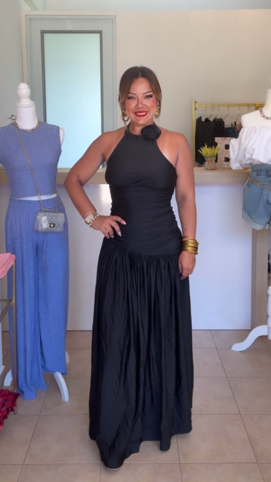 Black Flower Maxi