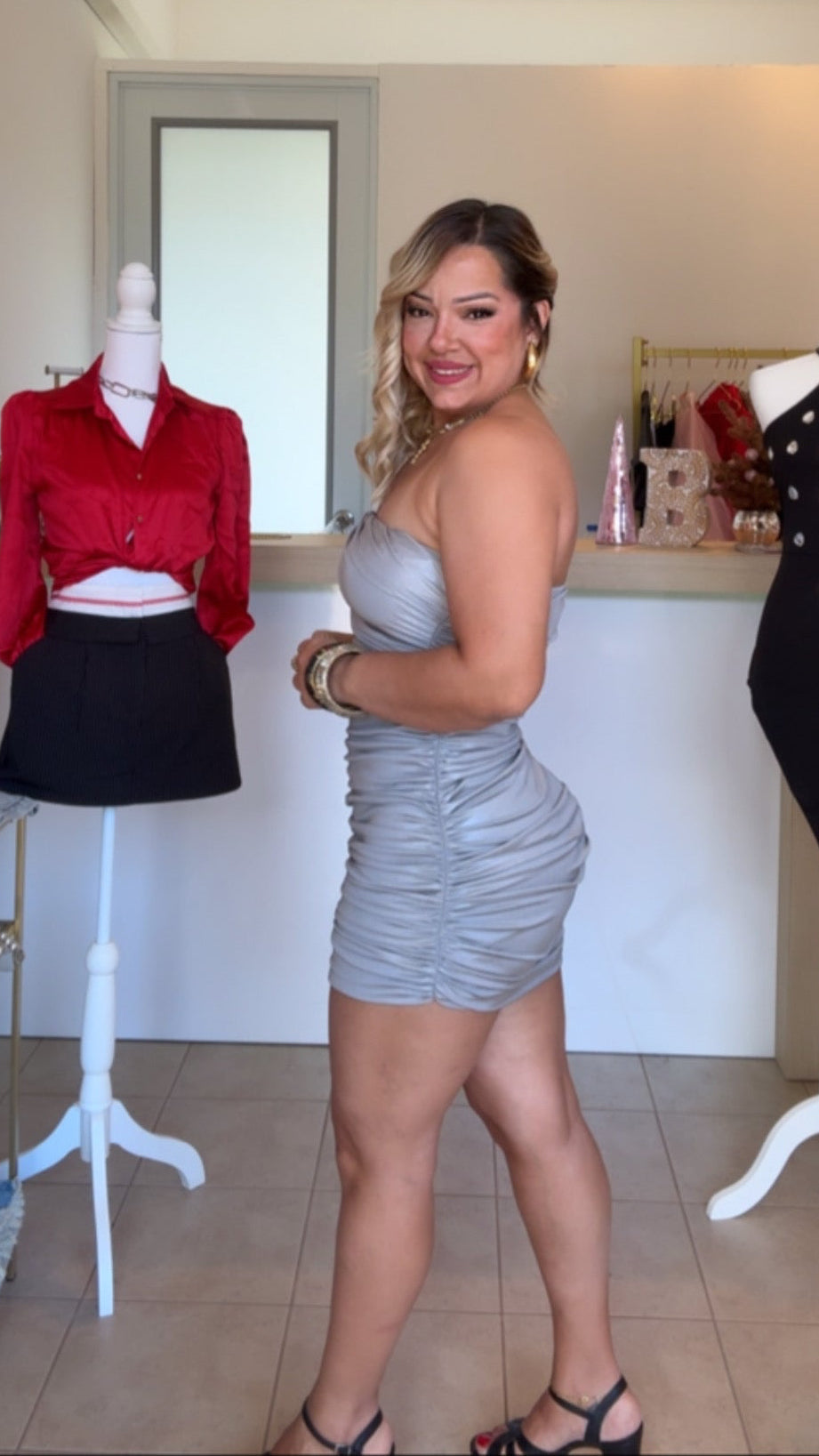 Tube Silver Mini Dress