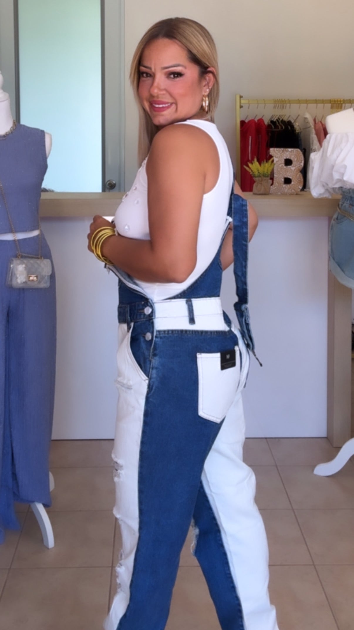 Denim/White Overall