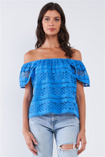Load image into Gallery viewer, Off Shoulder Blue Top
