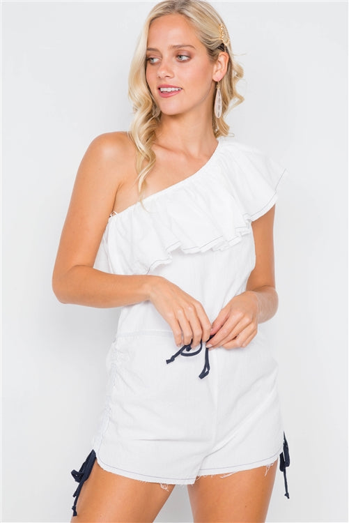 White/Navy Romper