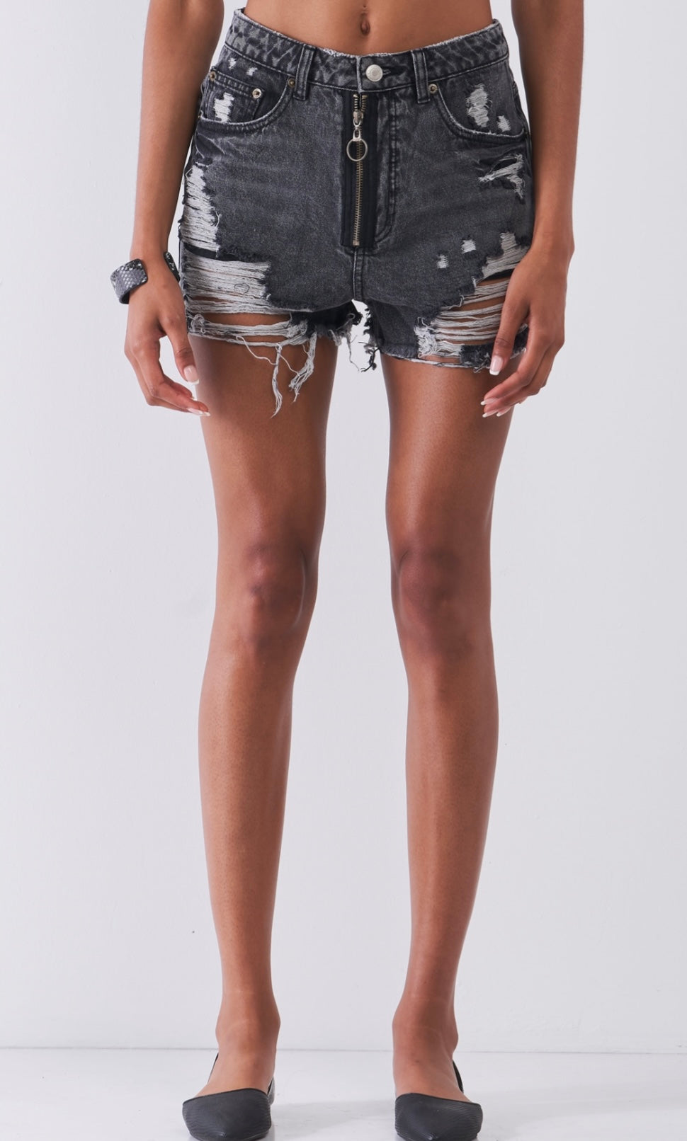 Black Ripped Short