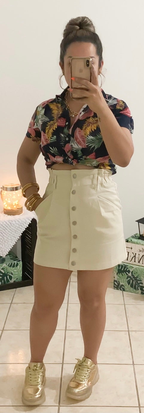 Ivory High Waist Skirt